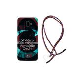 kilifland Samsung Galaxy J6 Plus ile Uyumlu Kılıf Rasta Ipli Boyun Askılı Desenli Silikon Armağan 1425