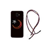 kilifland Samsung Galaxy J6 Plus ile Uyumlu Kılıf Rasta Ipli Boyun Askılı Desenli Silikon Ay Yıldız 1884