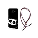 kilifland Samsung Galaxy J6 Plus ile Uyumlu Kılıf Rasta Ipli Boyun Askılı Desenli Silikon Bay Bay Panda 1784