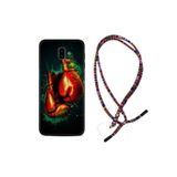 kilifland Samsung Galaxy J6 Plus ile Uyumlu Kılıf Rasta Ipli Boyun Askılı Desenli Silikon Boks Eldiveni 1763