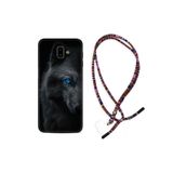 kilifland Samsung Galaxy J6 Plus ile Uyumlu Kılıf Rasta Ipli Boyun Askılı Desenli Silikon Dark Wolfs 1834