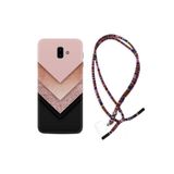 Kılıfland Samsung Galaxy J6 Plus ile Uyumlu Kılıf, Rasta İpli Boyun Askılı, Desenli Silikon, Great Marble