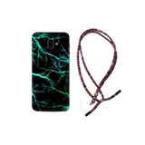 kilifland Samsung Galaxy J6 Plus ile Uyumlu Kılıf Rasta Ipli Boyun Askılı Desenli Silikon Green Thunder 1693