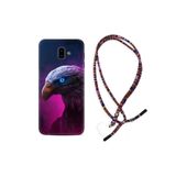 kilifland Samsung Galaxy J6 Plus ile Uyumlu Kılıf Rasta Ipli Boyun Askılı Desenli Silikon Kartal 1622