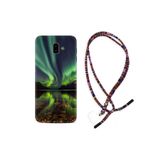 kilifland Samsung Galaxy J6 Plus ile Uyumlu Kılıf Rasta Ipli Boyun Askılı Desenli Silikon Kuzey Işıkları 1327
