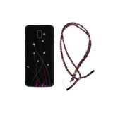 kilifland Samsung Galaxy J6 Plus ile Uyumlu Kılıf Rasta Ipli Boyun Askılı Desenli Silikon Line Planet 1736
