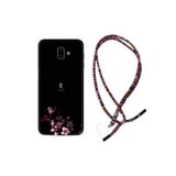 Kılıfland Samsung Galaxy J6 Plus ile Uyumlu Kılıf, Rasta İpli Boyun Askılı, Desenli Silikon, Love, Siyah