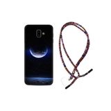 kilifland Samsung Galaxy J6 Plus ile Uyumlu Kılıf Rasta Ipli Boyun Askılı Desenli Silikon Midnight Moon 1802