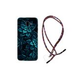 kilifland Samsung Galaxy J6 Plus ile Uyumlu Kılıf Rasta Ipli Boyun Askılı Desenli Silikon Mistik Çiçekler 1650