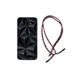kilifland Samsung Galaxy J6 Plus ile Uyumlu Kılıf Rasta Ipli Boyun Askılı Desenli Silikon Prizmalar 1782