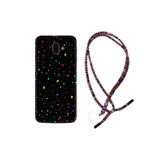 kilifland Samsung Galaxy J6 Plus ile Uyumlu Kılıf Rasta Ipli Boyun Askılı Desenli Silikon Puantiye Ve Ay 1726