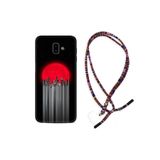 kilifland Samsung Galaxy J6 Plus ile Uyumlu Kılıf Rasta Ipli Boyun Askılı Desenli Silikon Red City 1707