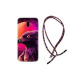 kilifland Samsung Galaxy J6 Plus ile Uyumlu Kılıf Rasta Ipli Boyun Askılı Desenli Silikon Red Eagle 1752