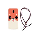 kilifland Samsung Galaxy J6 Plus ile Uyumlu Kılıf Rasta Ipli Boyun Askılı Desenli Silikon Sevimli Köpek 1731