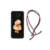 kilifland Samsung Galaxy J6 Plus ile Uyumlu Kılıf Rasta Ipli Boyun Askılı Desenli Silikon Üzgün Ördek 1685