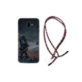 kilifland Samsung Galaxy J6 Plus ile Uyumlu Kılıf Rasta Ipli Boyun Askılı Desenli Silikon Warrior 1653