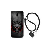 kilifland Samsung Galaxy J6 Plus ile Uyumlu Kılıf Resimli Desenli Silikon Boyun Askılı Dark Wolf 1813