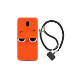 kilifland Samsung Galaxy J6 Plus ile Uyumlu Kılıf Resimli Desenli Silikon Boyun Askılı Orange 1830