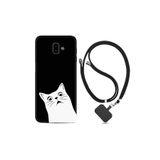 kilifland Samsung Galaxy J6 Plus ile Uyumlu Kılıf Resimli Desenli Silikon Boyun Askılı Şaşkın Kedi 1900