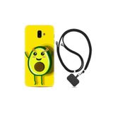 kilifland Samsung Galaxy J6 Plus ile Uyumlu Kılıf Resimli Desenli Silikon Boyun Askılı Sevimli Avokado 1880