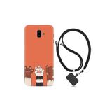 kilifland Samsung Galaxy J6 Plus ile Uyumlu Kılıf Resimli Desenli Silikon Boyun Askılı Three Hand 1818