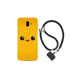 kilifland Samsung Galaxy J6 Plus ile Uyumlu Kılıf Resimli Desenli Silikon Boyun Askılı Yellow Sweet 1817