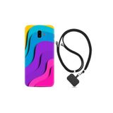 kilifland Samsung Galaxy J6 Plus ile Uyumlu Kılıf Silikon Desen Boyun Askılı Renk Cümbüşü 1631