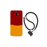 kilifland Samsung Galaxy J6 Plus ile Uyumlu Kılıf Silikon Desen Boyun Askılı Sarı Kırmızı Boya 1708