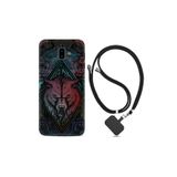 kilifland Samsung Galaxy J6 Plus ile Uyumlu Kılıf Silikon Desen Boyun Askılı Wolf 1658