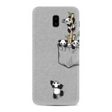 Kılıfland Samsung Galaxy J6 Plus ile Uyumlu Silikon Kılıf, Panda Desenli, Gri