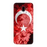 Kılıfland Samsung Galaxy J6 Plus ile Uyumlu Silikon Kılıf, Türk Bayrağı Desenli, Kırmızı