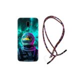 kilifland Samsung Galaxy J6 Plus Uyumlu ile Uyumlu Kılıf Rasta Ipli Boyun Askılı Desenli Silikon Space 1814