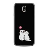 Kılıfland Samsung Galaxy J7 Pro ile Uyumlu Kılıf, Desenli Love Cats, Siyah