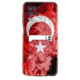 Kılıfland Samsung Galaxy M12 ile Uyumlu Kartvizitli Kartlıklı Silikon Kılıf, Türk Bayrağı Desenli, Siyah