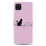 kilifland Samsung Galaxy M12 ile Uyumlu Kılıf Desenli Silikon Resimli Pink Cat Heart St-1303
