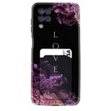 Kılıfland Samsung Galaxy M12 ile Uyumlu Kılıf, Kartvizitli Kartlıklı, Desenli Silikon, Love Flow, Siyah