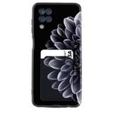Kılıfland Samsung Galaxy M12 ile Uyumlu Kılıf, Kartvizitli Kartlıklı, Silikon, Çiçek Desenli, Siyah