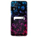Kılıfland Samsung Galaxy M12 ile Uyumlu Kılıf, Kartvizitli Kartlıklı, Silikon, Neon Bubbles Desenli, Siyah