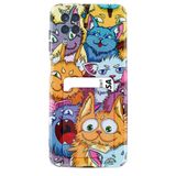 Kılıfland Samsung Galaxy M12 ile Uyumlu Kılıf, Silikon, Kartlıklı, Kediler Desenli, Siyah