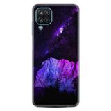 Kılıfland Samsung Galaxy M12 ile Uyumlu Silikon Kılıf, Desen, Exclusive Purple Mountain, Siyah