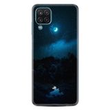 Kılıfland Samsung Galaxy M12 ile Uyumlu Silikon Kılıf, Desen, Gece, Mavi