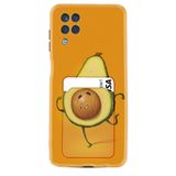 Kılıfland Samsung Galaxy M12 ile Uyumlu Silikon Kılıf, Kartvizitli, Kartlıklı, Avokado Desenli, Sarı