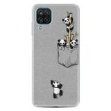 Kılıfland Samsung Galaxy M12 ile Uyumlu Silikon Kılıf, Panda Deseni, Gri