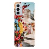 Kılıfland Samsung Galaxy M13 ile Uyumlu Silikon Kılıf, Gerçek Çiçek Deseni, Renkli