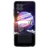 Kılıfland Samsung Galaxy M22 ile Uyumlu Kılıf, Kartlıklı, Desenli Silikon, Super Planet, Siyah