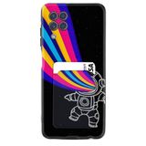 Kılıfland Samsung Galaxy M22 ile Uyumlu Kılıf, Kartvizitli Kartlıklı, Silikon, Colorful Astronot Desenli, Siyah