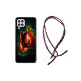 kilifland Samsung Galaxy M22 ile Uyumlu Kılıf Rasta Ipli Boyun Askılı Desenli Silikon Boks Eldiveni 1763