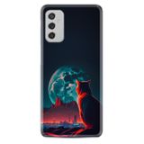 Kılıfland Samsung Galaxy M52 ile Uyumlu Kılıf, Boutique Baskılı, Dalgın Kedi Tasarımı, Siyah