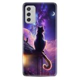 Kılıfland Samsung Galaxy M52 ile Uyumlu Kılıf, Boutique Baskılı, Damdaki Kedi Tasarımı, Mor