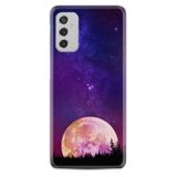 Kılıfland Samsung Galaxy M52 ile Uyumlu Kılıf, Boutique Baskılı, Mor Ay Desenli
